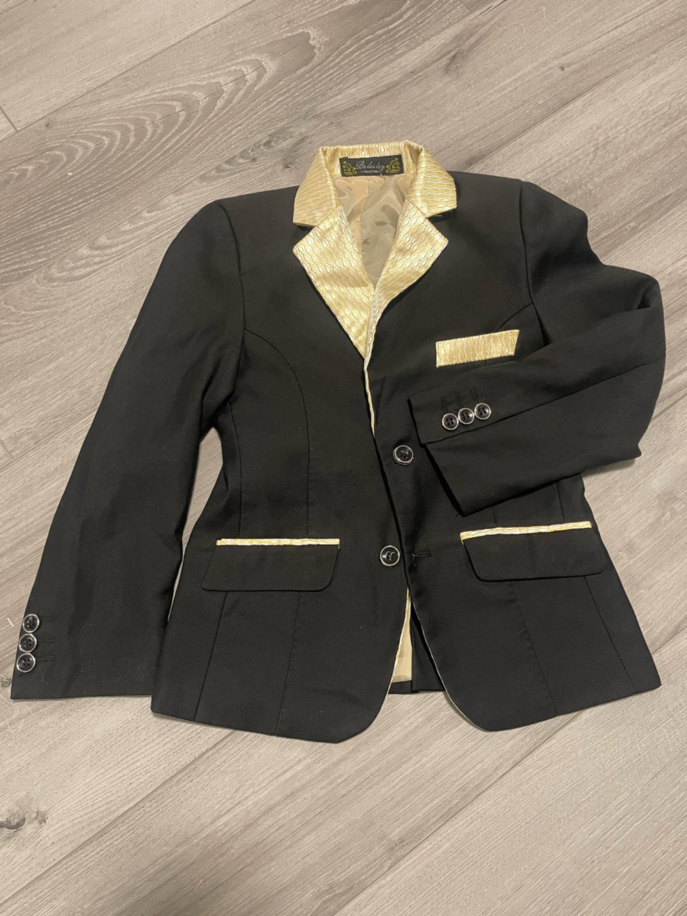 Bo Lei Loy Collection Black Jacket Cream Yellow Gold Lining Little Kids Size 52